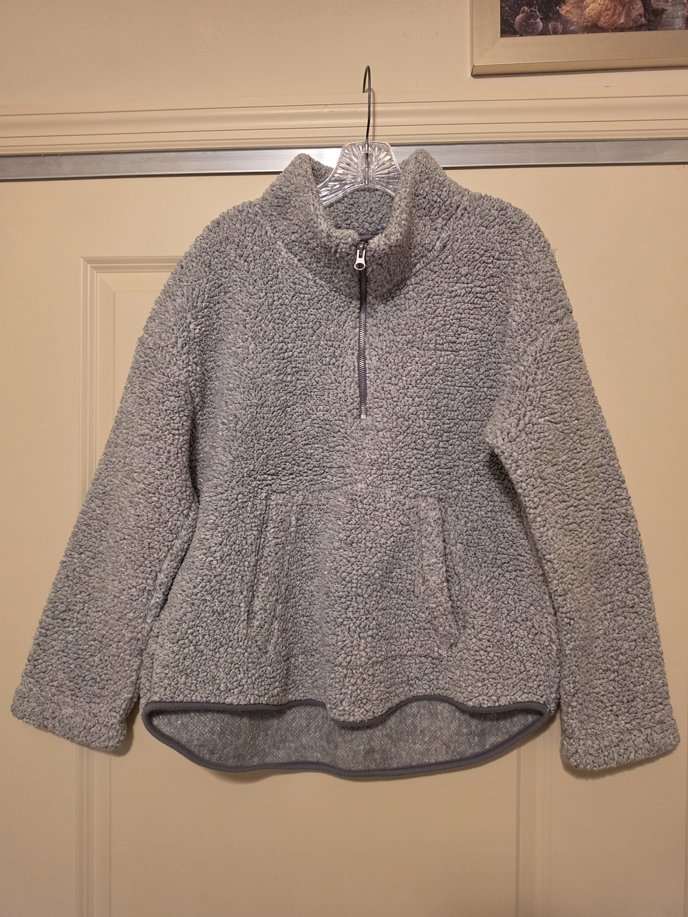 Old Navy Gray Sherpa Half-Zip Jacket
